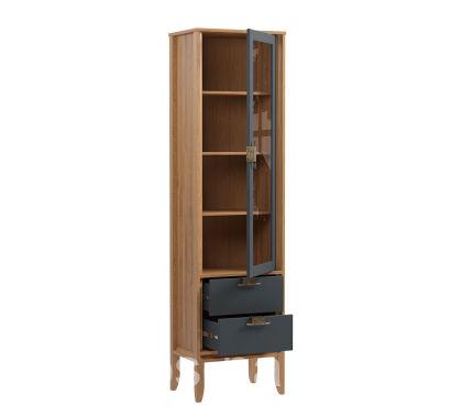 Шкаф Бридж узкий с 1 стеклянной дверью и 2 ящиками